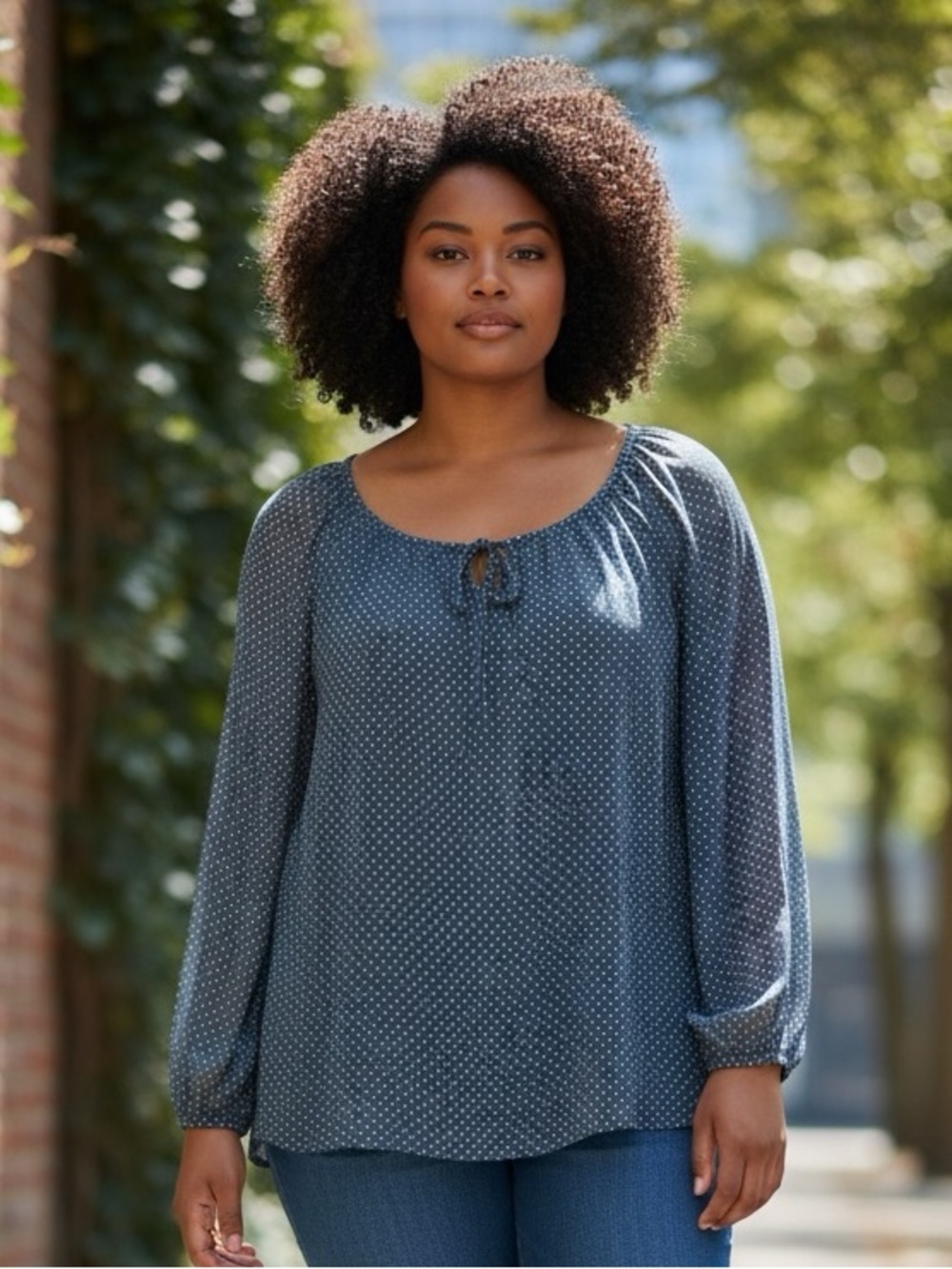 Fred David polk a dot Blouse